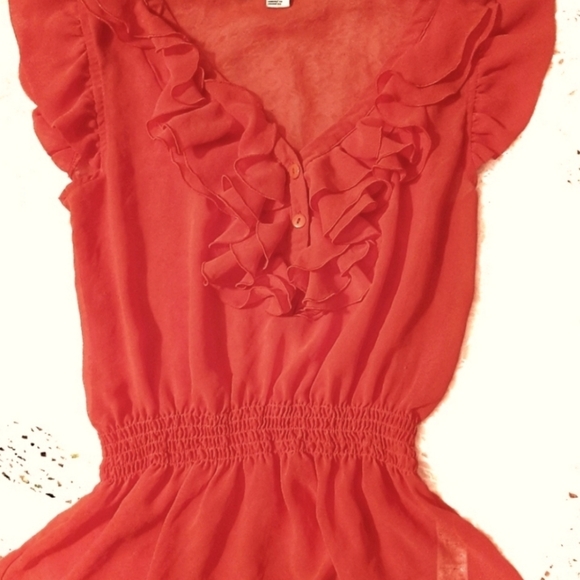 3/$12💥 Forever 21 XXI Orange blouse with ruffles NWOT! - Picture 1 of 2